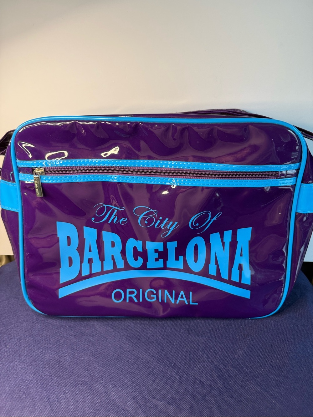 Robin Ruth Barcelona Purple Blue Patent Shoulder Messenger Bag